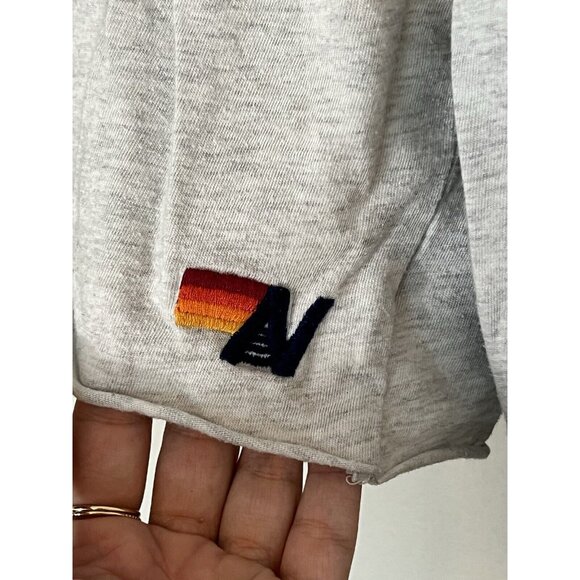 AVIATOR NATION Light Gray Long Sleeve Logo Tee T-Shirt - Women's Medium - Picture 3 of 13